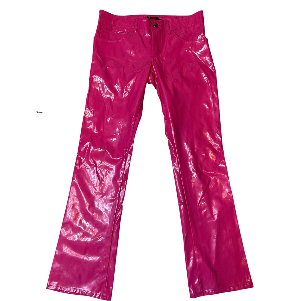 Tripp NYC hot pink faux leather vinyl y2k‎ rave festival emo womens pants size 7
